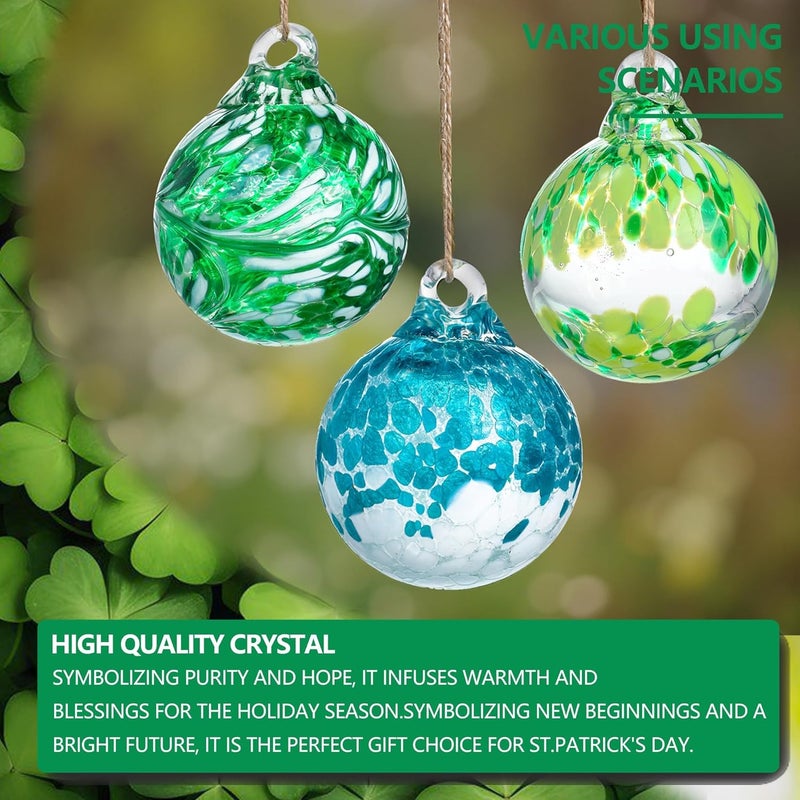 KRISININE 3pcs Hand Blown Glass Gazing Balls 2.3in Hanging Friendship Ball Decor for Home Garden Patio - Image 5